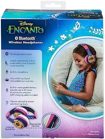 Discover the Enchantment of Disney Encanto Kids Bluetooth Headphones – Safe Volume-Limited Wireless Earphones with Built-in Microphone for Portable Fun and Comfort on the Go! Perfect for Young Dreamers, These Foldable Headphones Offer Hassle-Free Connectivity and Enhanced Listening Safety. Enjoy Quality Sound with Volume Control Tailored for Kids, Ideal for Home, Travel, or Adventures. Versatile AUX Cord Included for Added Compatibility with All Devices. Durable and Easy to Clean, These Stylish Earphones Ensure Your Child’s Favorite Tunes Are Always Within Reach. Let Their Imagination Soar with Every Beat!