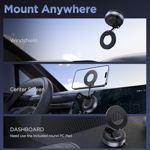 Vacuum Magnetic Phone Holder for Car Suction Cup Phone Mount Adjustable Suction Phone Mount 2026 Upgraded Vacuum Magnetic Phone Stand for All Smartphones White – Enhanced Compatibility and Speed