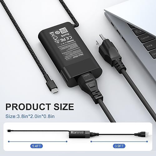 Ultra-Slim 65 W USB-C Laptop Charger for HP Spectre, Envy & Elite Series – Fast Charging AC Adapter for X360, Chromebook, and ZBook – Enhanced Compatibility & Travel Efficiency – Ideal Power Solution for Professionals and Students
