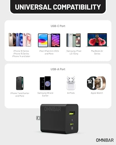 35 W Dual-Port USB C Charger Block – Ga N Fast Wall Adapter with Foldable Plug | PD 3.0 & PPS for i Phone 16/15/14/13, Galaxy S24/S23, Pixel 8/7, Mac Book Air & More – Ultimate Compact Power Solution for Home & Travel