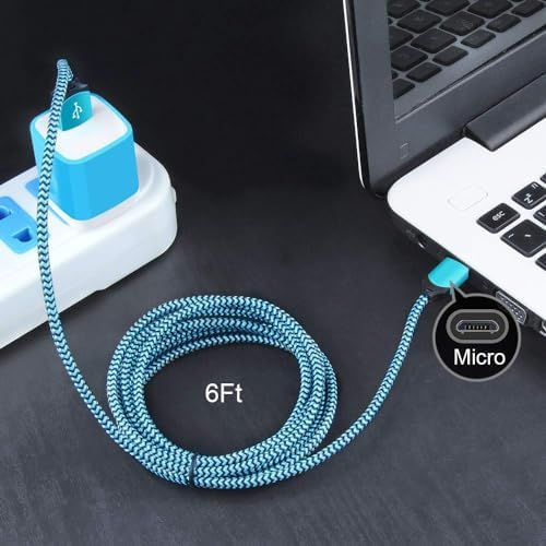 High-Performance Android Phone Charger Set: 4-Pack Micro USB Fast Charging Adapters with 6 ft Nylon Braided Cords for Samsung Galaxy S7, S6 Edge, Note 5, Moto G Series, and HTC – Durable, Tangle-Free Power Solution for Home & Travel