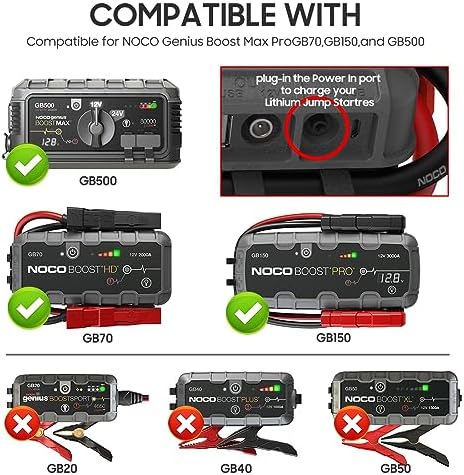 56 W High-Efficiency AC Power Adapter for NOCO Genius Boost Jump Starters – Ultra Safe Lithium Battery Charger with Rapid Charging and Enhanced Compatibility for Models GB70, GB150, GB250+, GB251+, GB500, GB500+ – Reliable Power Solution for Emergencies and Everyday Use