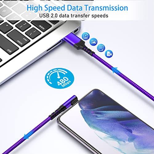 Ultimate 10 ft Type C Fast Charging Cable – 90-Degree USB to USB C Braided Cord (3-Pack) for i Phone 16/15 and Galaxy S Series – Enhanced Durability & Vibrant Colors for Seamless Charging Experience