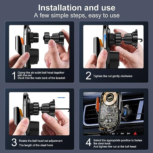 15 W Qi Fast Wireless Car Charger Mount with Auto Clamp – Universal Phone Holder for 4.7-7.2 Inch Devices – Effortless Charging & Enhanced Compatibility for i Phone and Samsung Users