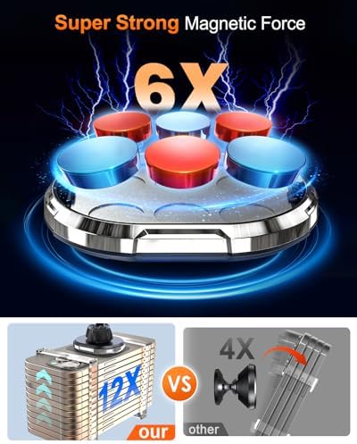 volport Magnetic Phone Holder for Car, Industrial-Strength Suction Cup Phone Mount Windshield Dashboard, Strong Magnets Adjustable Phone Mount for Phone, Requires Metal Plate (3 Included) for Use – Enhanced Compatibility and Speed