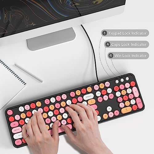 Retro-Inspired Full Size Typewriter Keyboard with Number Pad – Wired USB Keyboards for Windows 7, 8, 10, 11 | Enhance Your Typing Experience with Classic Charm and Modern Efficiency | Perfect for Home and Office Use