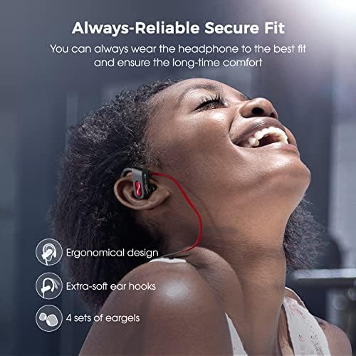 Ultimate Sport Bluetooth Earbuds with CVC 6.0 Noise Cancellation – 16-Hour Deep Bass Playtime, IPX7 Waterproof Design, and Secure Fit Ear Hooks for Unmatched Performance in Bold Red, Perfect for Active Lifestyles