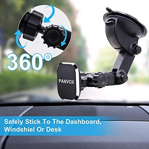 Universal Magnetic Phone Car Mount – Heavy-Duty 3.2″ Suction Cup Holder for Dashboard & Windshield – Ultra-Strong 8 Magnet Grip for i Phone & Samsung Devices – 360-Degree Rotation for Optimal Viewing Angles – Hands-Free Convenience for Navigation & Calls