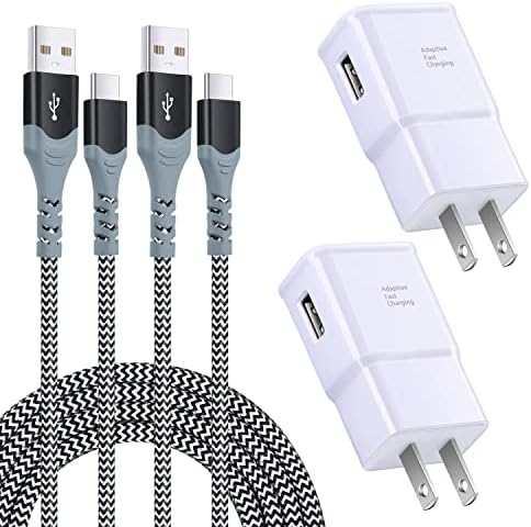 Excgood 10 ft Adaptive Fast Charging Wall Charger & USB C Cable – Dual Pack for Galaxy S25/S24/S23 Ultra, Android Phones – High-Speed Power Delivery & Extended Reach, Durable Black Design – Ultimate Charging Solution for On-the-Go Users