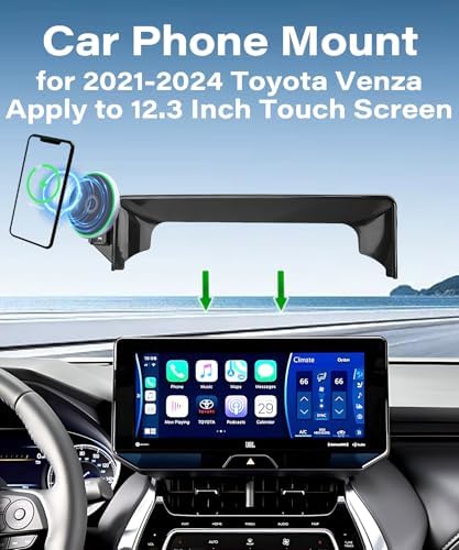 Transform Your Toyota Venza 2021-2024 with Our Premium 15 W Fast Wireless Charging Car Phone Holder: Experience Ultimate Hands-Free Navigation with 360-Degree Rotating Mount, Screen-Fixed Clip for Enhanced Safety, Ideal for 8-Inch Touch Screens and Daily Drives