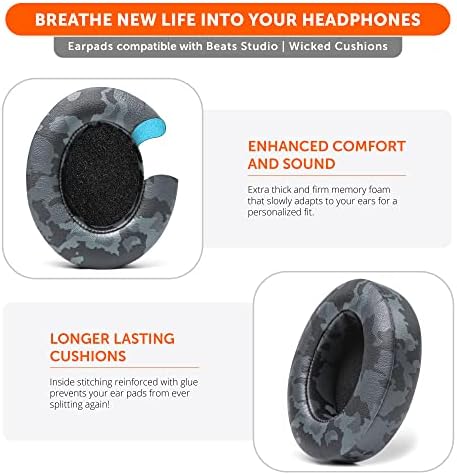 Upgrade Your Audio Experience with WC Wicked Cushions Replacement Ear Pads for Beats Studio 2 & 3 – Retro 90’s White | Luxurious PU Leather & Enhanced Foam for Optimal Sound Isolation | Perfectly Fits B0501 & B0500 Models | Not Compatible with Beats Solo | Enhanced Adhesive for Maximum Durability and Longevity