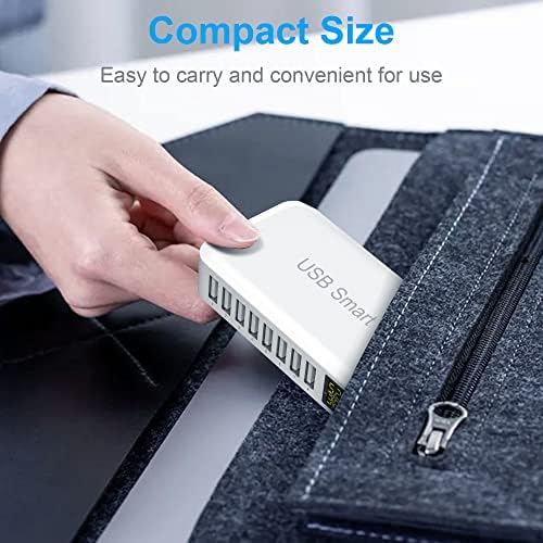 Ziwodiv 8-Port USB Charging Hub – 60 W Multi-Device Power Station with LED Status Indicator for i Phone, i Pad, Samsung & Android – Compact and Efficient Desktop Charger with Advanced Safety Features for Home and Office Use