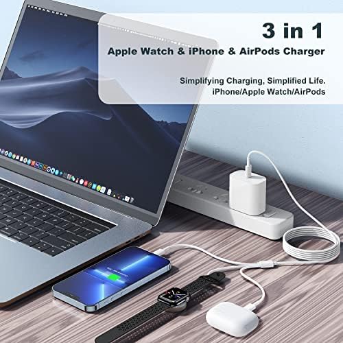 Revolutionary 2-in-1 USB C Charger for i Phone and Apple Watch – 6 ft Magnetic Fast Charge Cable with 20 W Power Adapter – Stylish Blue Design for Optimal Portability and Efficiency