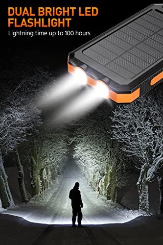 Ultimate 36,800 m Ah Solar-Powered Waterproof Charger – Dual QC 3.0 Fast Charging Power Bank with Built-in Flashlight for Smartphones and Electronics – Reliable Outdoor Companion in Deep Orange – Unmatched Durability for Travel, Camping, and Emergency Use – Enhanced Device Compatibility and Performance