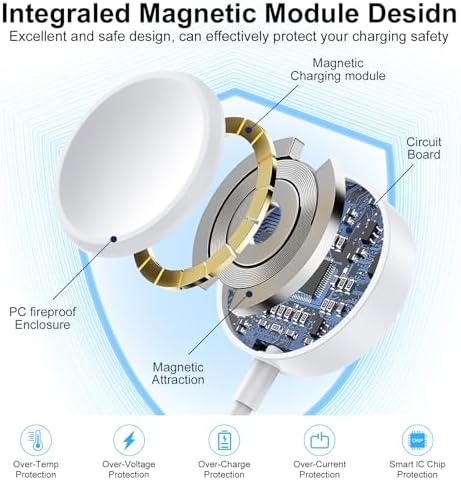 Magnetic USB C Fast Charging Cable for Apple Watch – Ultra-Compatible Charger for Series 10 to 1, SE, Ultra Models – Effortless Magnetic Alignment and Durable Design for Quick Power Boosts on-the-Go
