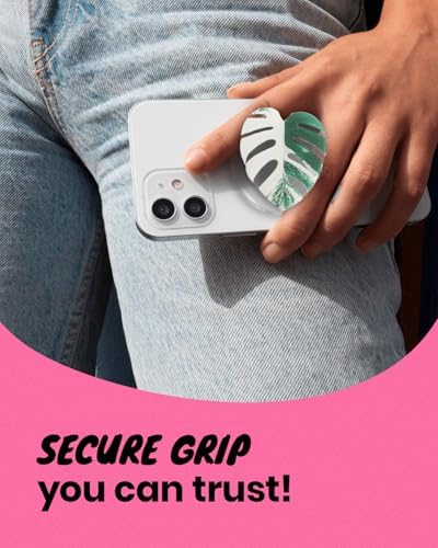 Tropical Leaf Mag Safe-Compatible Collapsible Phone Grip Stand – Chic Acrylic Smartphone Accessory for Optimal Stability and Comfort, Ideal for Hands-Free Viewing and On-the-Go Convenience (Crystallinum Dark)