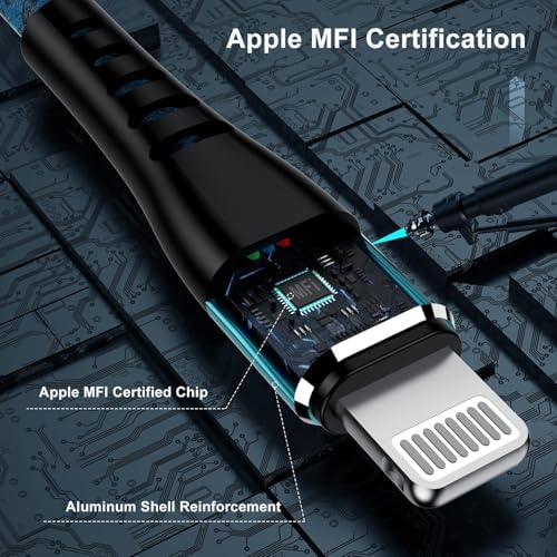 Essri 10 FT Nylon Braided i Phone Charger Cord 2-Pack – Fast Charging Lightning Cable for i Phone 14, 13, 12, 11, X, XS, XR, and 15 – Durable Blue 10 Foot Charging Solution for Ultimate Convenience and Style