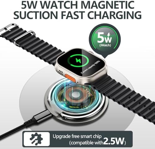 KLOET 3-in-1 Magnetic Wireless Charging Stand – 20 W Fast Charger for Phones, Headphones & Smartwatches in Sleek Titanium Black – Ultimate Device Compatibility & Clutter-Free Convenience