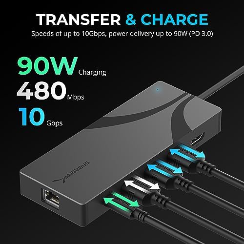 SABRENT 4-Port USB 3.0 Hub with Individual LED Power Switches – Ultra-Slim, Portable Design with 2 Ft Cable for Effortless Data Transfer – Compatible with Mac & PC, Perfect for Home and Office Use