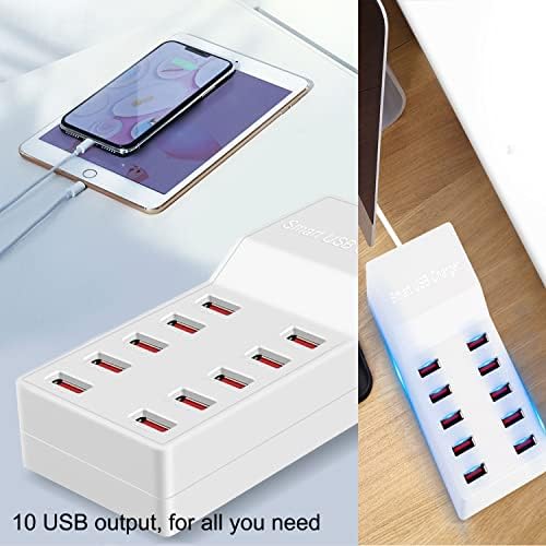 Max Lax 10-Port USB Fast Charging Hub with Smart IC Technology – 50 W/10 A Multi-Device Power Station for Rapid Charging of Smartphones, Tablets, and More – Compact & Safe Charging Solution for Home and Office Efficiency