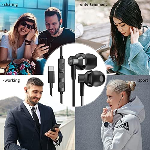 Superior 4 Pack USB C Earbuds for i Phone 16/15 Pro Max & Galaxy S23/S22 – High-Fidelity Wired Headphones with Integrated Microphone and On-the-Fly Volume Control – Ergonomic In-Ear Design for Ultimate Comfort and Compatibility with i Pad Pro & Google Pixel Series – Exceptional Sound Quality for Music, Podcasts, and Hands-Free Calls