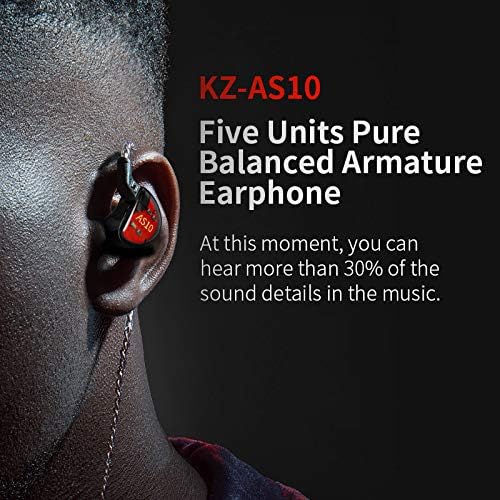 KZ AS10 Professional In-Ear Monitors with 5 Balanced Armature Drivers – Premium Noise Cancelling Headphones for Musicians, Singers, and Audio Lovers – Detachable 2 Pin Cable for Enhanced Durability – Stylish Cyan Design for Comfort and Performance