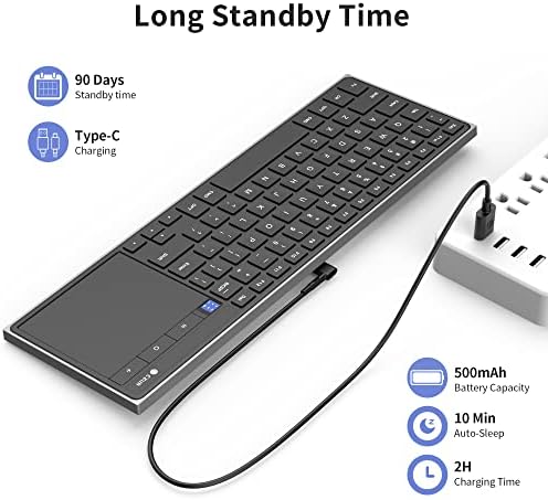 Elevate Your Productivity with the CZUR Ultra-Slim Bluetooth Keyboard and Touchpad – Rechargeable Wireless Keyboard for PC, Laptop, Tablet, and Phone – Effortless Compatibility and Sleek Design for On-the-Go Professionals