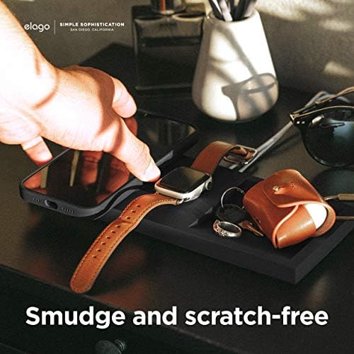 elago Dual Charging Tray for Mag Safe and Apple Watch – Stylish Jean Indigo Organizer for i Phone 16/15/14/13/12 & Air Pods – Compact Desk Solution for Enhanced Cable Management – Customizable Setup Without Charging Cable Included – Premium Quality for Modern Tech Enthusiasts