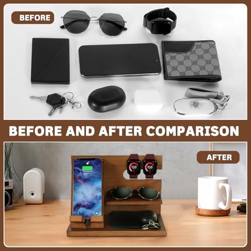 Premium 3-in-1 Wooden Charging Stand for i Phone 16/15/14/13/12 & Apple Watch – Ultimate Nightstand Organizer for Men – Ideal Gift for Dad, Husband, Boyfriend, or Son – Enhanced Speed & Compatibility with Air Pods – Perfect for Father’s Day, Anniversaries & Holidays – Stylish & Functional i Phone Charger Station for All Apple Devices – A Must-Have Tech Accessory for the Modern Man – Elevate Your Gifting with This Unique Natural Wood Design – Effortlessly Charge Your i Phone, Apple Watch, and Air Pods in One Sleek Station – Standby Mode Convenience Meets Aesthetic Appeal – Perfect for Home or Office Use – Impress Your Loved Ones with a Thoughtful and Practical Gift that Combines Style and Utility – The Go-To Choice for Apple Enthusiasts Seeking Quality & Performance in Charging Solutions.