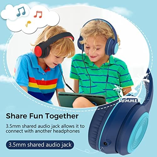 RORSOU K9 Kids Over-Ear Headphones with Microphone – Vibrant Blue Wired Stereo Headset for Ultimate Bass Experience, Ideal for School, Travel & Online Learning – 1.5 M Tangle-Free Cable for Effortless Connection with Smartphones, Tablets & MP3 Players
