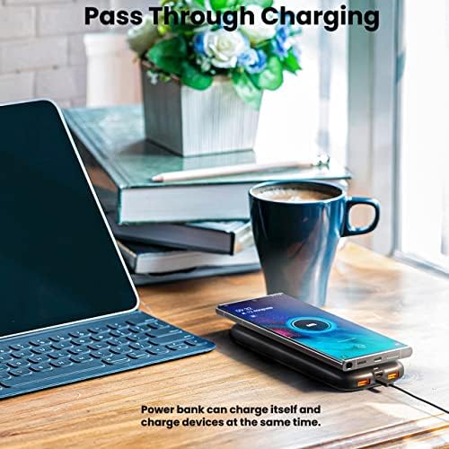 10000 m Ah Wireless Power Bank with 15 W Fast Charging, Anti-Slip Suction Cups, and Kickstand – Universal Charger for i Phone 16, 15, 14, 13, 12, 11 & Samsung Galaxy S25, S24, S23, S22, S21, LG Thin Q – Ultimate Convenience for On-the-Go Power Solutions