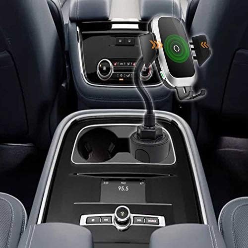 Innovative Adjustable Gooseneck Cup Holder Phone Mount with Fast Wireless Charging – Securely Holds i Phone & Samsung Devices for Effortless Hands-Free Navigation, Ideal for Daily Commuting and Road Trips – Enhanced Compatibility with i Phone 13 Pro Max, Galaxy S21+ and More
