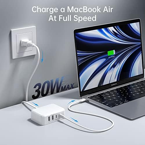 Ultimate 125 W USB-C Multi-Device Charging Station: 6-Port Fast Charger with Ga N Technology for i Phone, i Pad, Apple Watch, Galaxy S23 & More – Compact Power Hub for Home & Office Efficiency