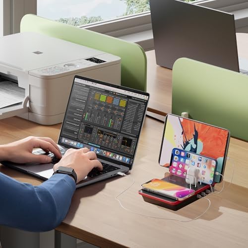 Ultimate 100 W Multi-Device Charging Station: Fast 20 W PD USB-C Ports, 15 W QI Wireless Pad, and Versatile USB 5 V/4.8 A Port – Sleek Design for i Phone, i Pad, Tablets and More – Effortless Power Management for Home and Office