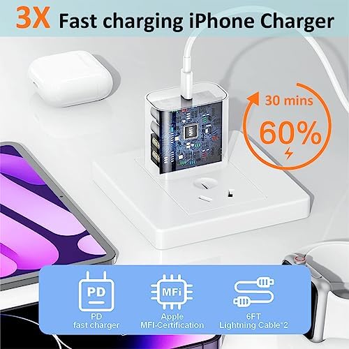 Swift Charge 20 W USB-C Charger for i Phone 15 & i Pad – 6 FT Cable Included – Rapid Power Solution for i Phone 16 Pro Max, i Pad Pro, Mini & Air – Lightweight, Durable, and Versatile Charging Block for All Your Devices – Say Goodbye to Long Wait Times with Enhanced Compatibility and Safety Features