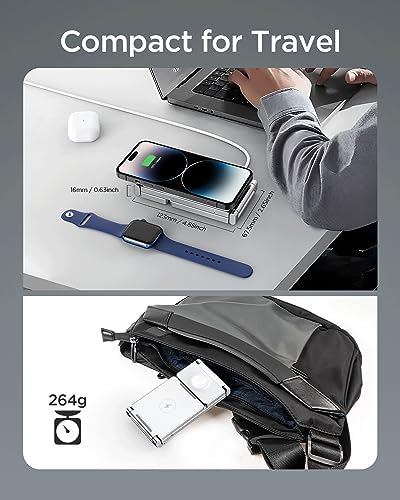 Hohosb Foldable 3-in-1 Magnetic Wireless Charger Station – Premium Zinc Alloy Design for i Phone 15/14/13/12, Air Pods Pro/3/2, and Apple Watch – Mag Safe Compatible, Fast Charging, and Travel-Friendly Solution for All Your Devices (Blue)