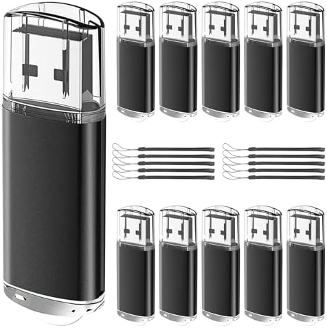 EASTBULL 32 GB USB Flash Drive 10-Pack – High-Speed USB 2.0 Portable Storage Solution for Effortless Data Backup and File Transfers, Sleek Black Design for Professionals and Students