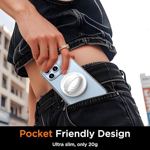 Upgraded Magnetic Phone Grip for i Phone: Premium Silicone Loop Holder with Mag Safe Compatibility – Ergonomic 360-Degree Stand, Non-Slip Design in Sleek Black for Enhanced Comfort and Secure Handling on i Phone 16/15/14/13/12 Pro Max/Plus