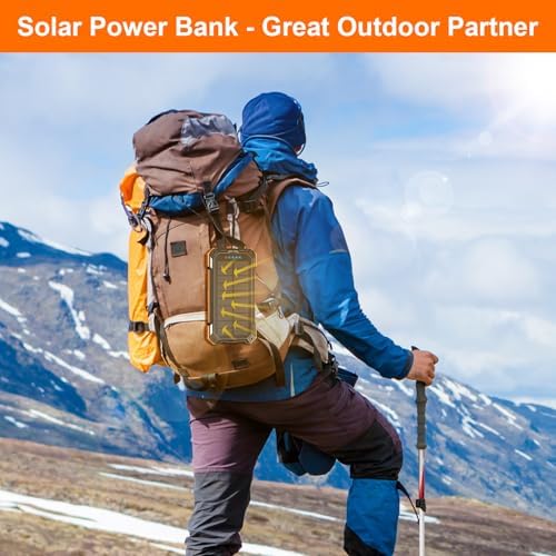 Ultra-Reliable 49,800 m Ah Solar Power Bank – High-Speed Wireless Charging with 4 Built-In Cables & 22.5 W QC3.0 Technology – IP65 Waterproof Emergency Battery for Outdoor Adventures – Charge 6 Devices Simultaneously, Compatible with Smartphones & Tablets