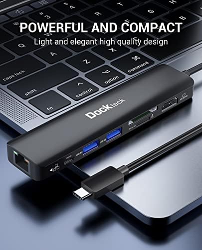 Elevate Your Connectivity: Dockteck 7-in-1 USB C Hub with 4 K 60 Hz HDMI, Lightning-Fast Ethernet, and Advanced Power Delivery – Perfect for Mac Book Air/Pro M1 2020, i Pad Pro 2021, and i Pad mini 6 for Seamless Multitasking and Superior Performance