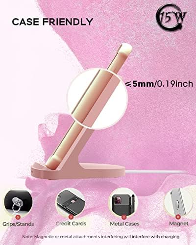 YW YUWISS 15 W Fast Wireless Charger Stand – Ultra-Compatible Charging Solution for i Phone 14/13/12 Series & Samsung Galaxy S22/S21/S20 – Vertical & Horizontal Design for Effortless Device Access, Enhanced Safety Features, Portable & Stylish Tech Accessory