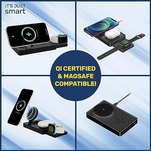 Revolutionary 3-in-1 Foldable Magnetic Wireless Charging Station – Fast Charging Travel Hub for i Phone 15/14/13/12/11 Pro Max, Apple Watch Series 8/7/6/5, Air Pods, Samsung Galaxy S24 & Android Devices – Ultimate Portability & Enhanced Speed for Modern Lifestyles