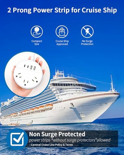 NTONPOWER 10 FT 2 Prong to 3 Prong Power Strip with 4 USB Ports – Wall-Mountable Non-Grounded Outlet Adapter for Enhanced Device Charging and Flexible Placement in Older Homes – 180° Non-Polarized Design for Maximum Convenience and Safety