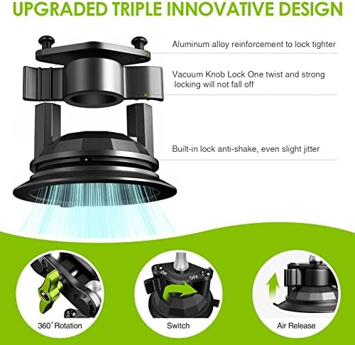 Universal 360° Rotating Suction Cup Phone Mount for Car – Adjustable Dashboard Holder for Enhanced Navigation & Safety (Black) – Optimized for All Smartphone Models