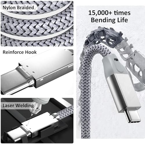Experience High-Speed Connectivity with Use Bean USB C to USB C Cable – 100 W Fast Charging & 20 Gbps Data Transfer – 15 FT Dual Pack for Mac Book Pro, Galaxy S25 Ultra, i Pad Mini 6, and More – Enhanced 4 K Video Output for Ultimate Performance and Compatibility