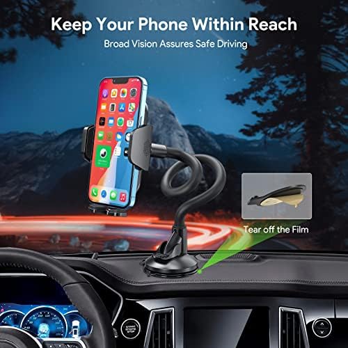 Esoulk Secure Grip 360° Rotating Car Phone Holder with Strong Suction Cup & Adjustable Long Arm – Universal Compatibility for i Phone, Samsung, Android & GPS – Enhanced Safety & Convenience for Drivers