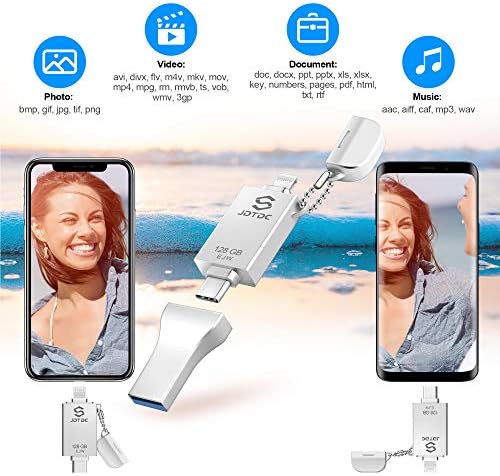 Revolutionize Your Data Management with the 128 GB JSL JDTDC MFi Certified i Phone Photo Stick – Versatile 3-in-1 USB Flash Drive for i Phone, i Pad, Android & PC with Lightning, USB-C & USB-A Connections – High-Speed, Compact Memory Solution for Effortless Backup and Seamless File Transfer