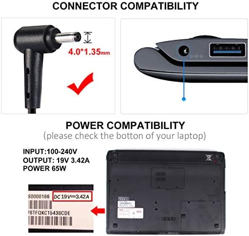 High-Speed 65 W Laptop Charger for ASUS Vivo Book Series – Optimal Replacement for Models L210, L510, F412, M515 & More – Reliable Power Supply with Enhanced Compatibility and Safety Certification – Perfect for Fast Charging and Durability