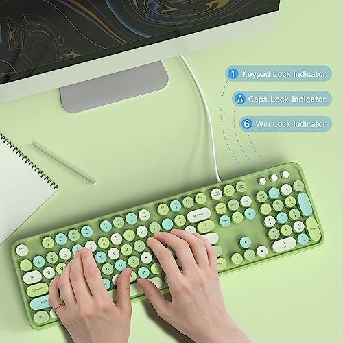 Experience Ultimate Clarity with the Large Print Wired Office Keyboard – 104 Full-Sized Typewriter Keys for Enhanced Visibility, Ergonomic Design, and Instant USB Plug & Play Compatibility for Windows and PCs – Perfect for Home and Office Use