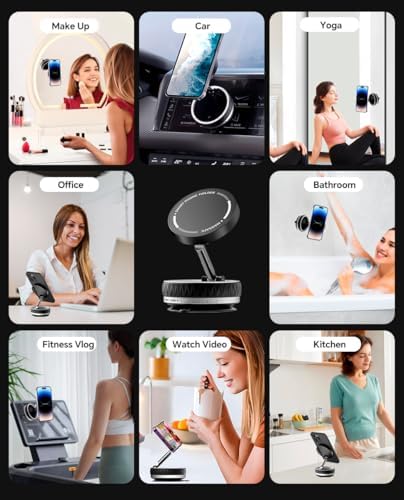 Ultimate 360° Rotating Magnetic Phone Holder – Versatile Suction Cup Mount for Smooth Surfaces, Gym, Bathroom & More – Compatible with i Phone 16/15/14/13 – Enhanced Stability & Hands-Free Convenience for Everyday Use